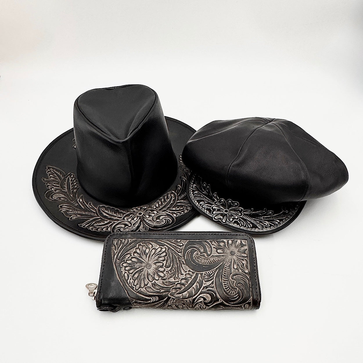 10-GALLON HAT "Crest" 【レザーハット/ブラック/ステアハイド/カービング/シルバー】