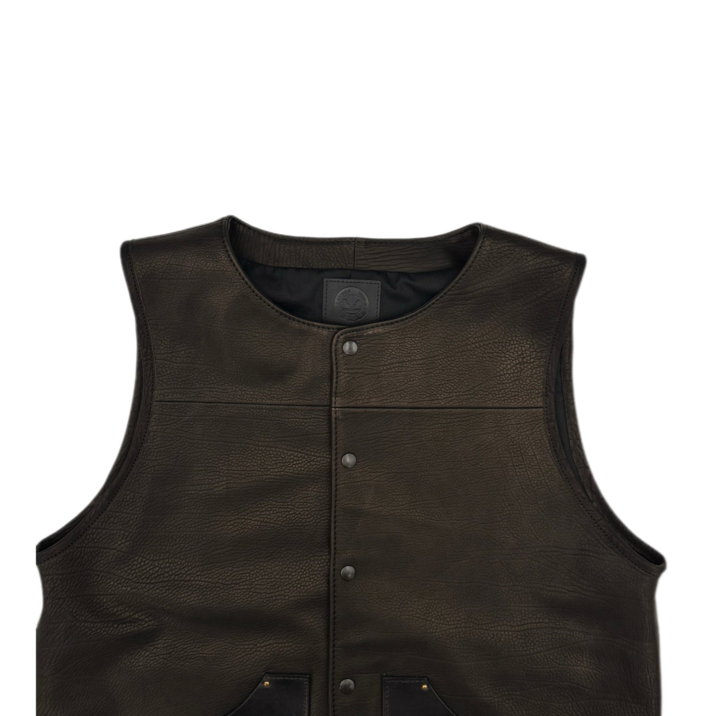 VEST "Peanut Flower" 【レザーベスト/ブラック/カーフレザー/バイカラー】