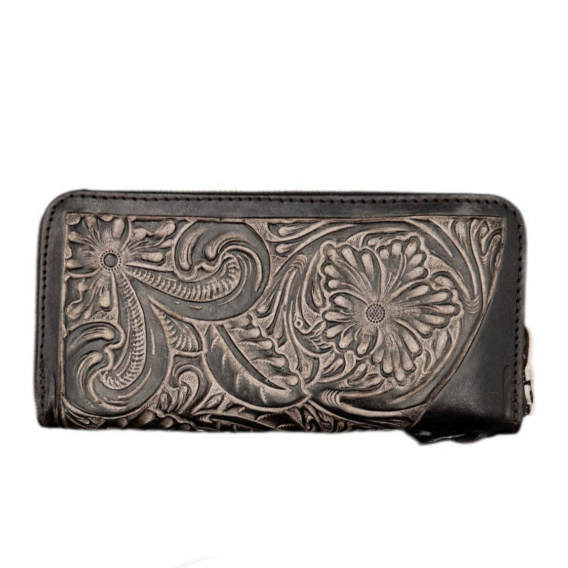 ROUND LONG WALLET “Crest“ Pure Silver【ラウンド長財布/ステアハイド/カービング/シルバー】