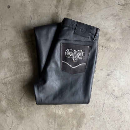 LEATHER PANTS "Lily" The Ore純銀 ※Normal【レザーパンツ/ブラック/茶芯/革パン】
