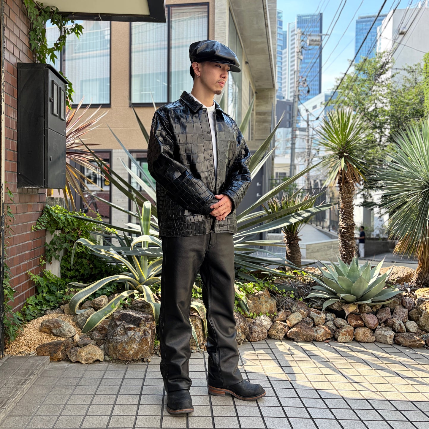 SOTOMI×ATSU CROCODILE&CHROME LEATHER PANTS "THUNDER BIRD" The Ore【レザーパンツ/革パン/クロコダイル/ポロサス】