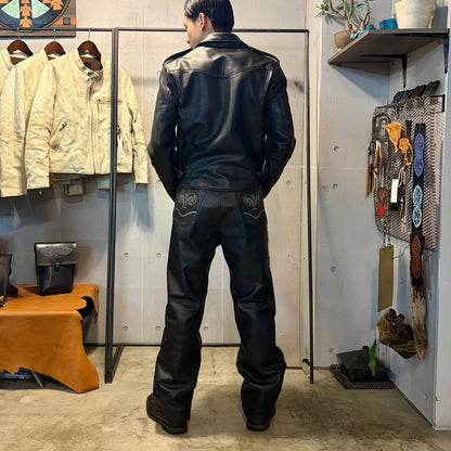 LEATHER PANTS "Lily" The Ore純銀 ※Normal【レザーパンツ/ブラック/茶芯/革パン】
