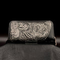 ROUND LONG WALLET “Crest“ The Ore純銀【ラウンド長財布/ステアハイド/カービング/シルバー】