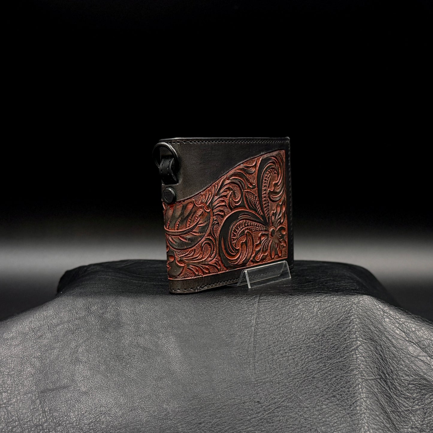 SHORT WALLET “Crest“ Red Jasper【二つ折り財布/ステアハイド/カービング/レッドジャスパー】