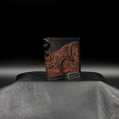 SHORT WALLET “Crest“ Red Jasper【二つ折り財布/ステアハイド/カービング/レッドジャスパー】