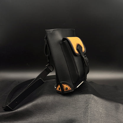 LONG SHOULDER BAG “Sun Burst“ 【縦型ショルダーバッグ/ステアハイド/カービング/バイカラー】