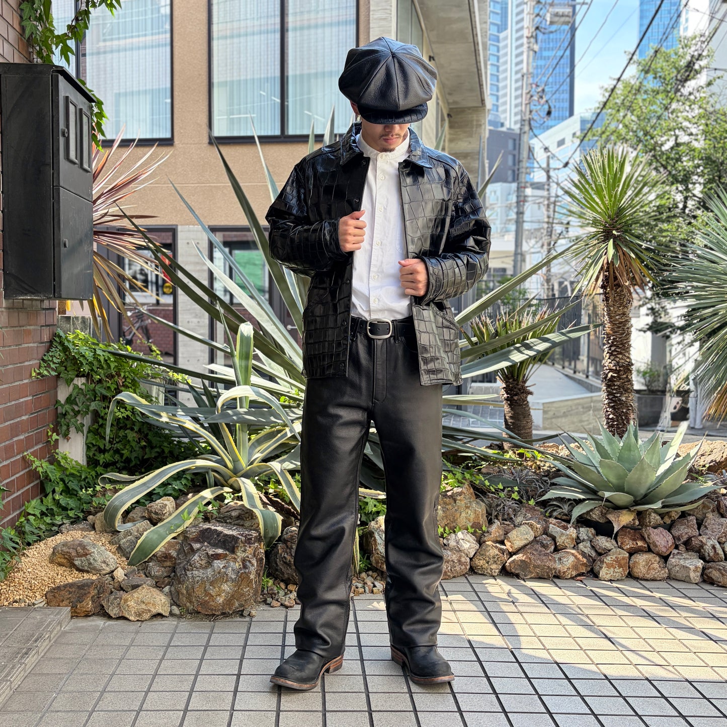 SOTOMI×ATSU CROCODILE&CHROME LEATHER PANTS "THUNDER BIRD" The Ore【レザーパンツ/革パン/クロコダイル/ポロサス】