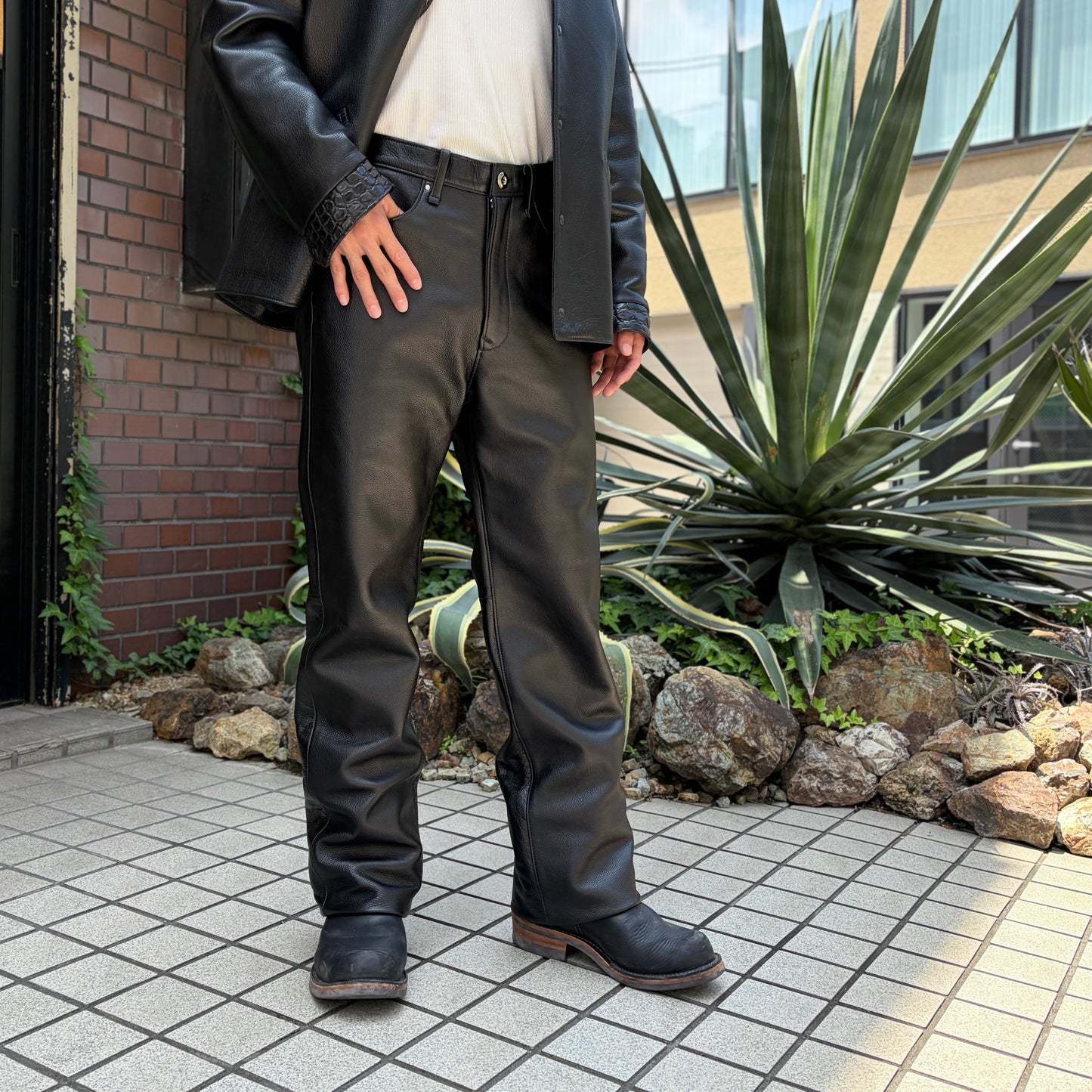 SOTOMI×ATSU CROCODILE&CHROME LEATHER PANTS "THUNDER BIRD" The Ore【レザーパンツ/革パン/クロコダイル/ポロサス】