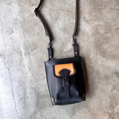 LONG SHOULDER BAG “Sun Burst“ 【縦型ショルダーバッグ/ステアハイド/カービング/バイカラー】