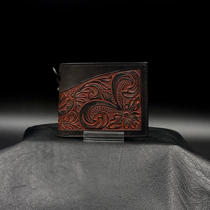 SHORT WALLET “Crest“ Red Jasper【二つ折り財布/ステアハイド/カービング/レッドジャスパー】