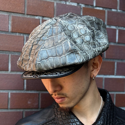 ATSU×SOTOMI CROCODILE POROSUS 墨染Casquette "Peanut Flower" The Ore PLATINUM【クロコダイル/ポロサス/墨染/キャスケット/カービング/プラチナ】