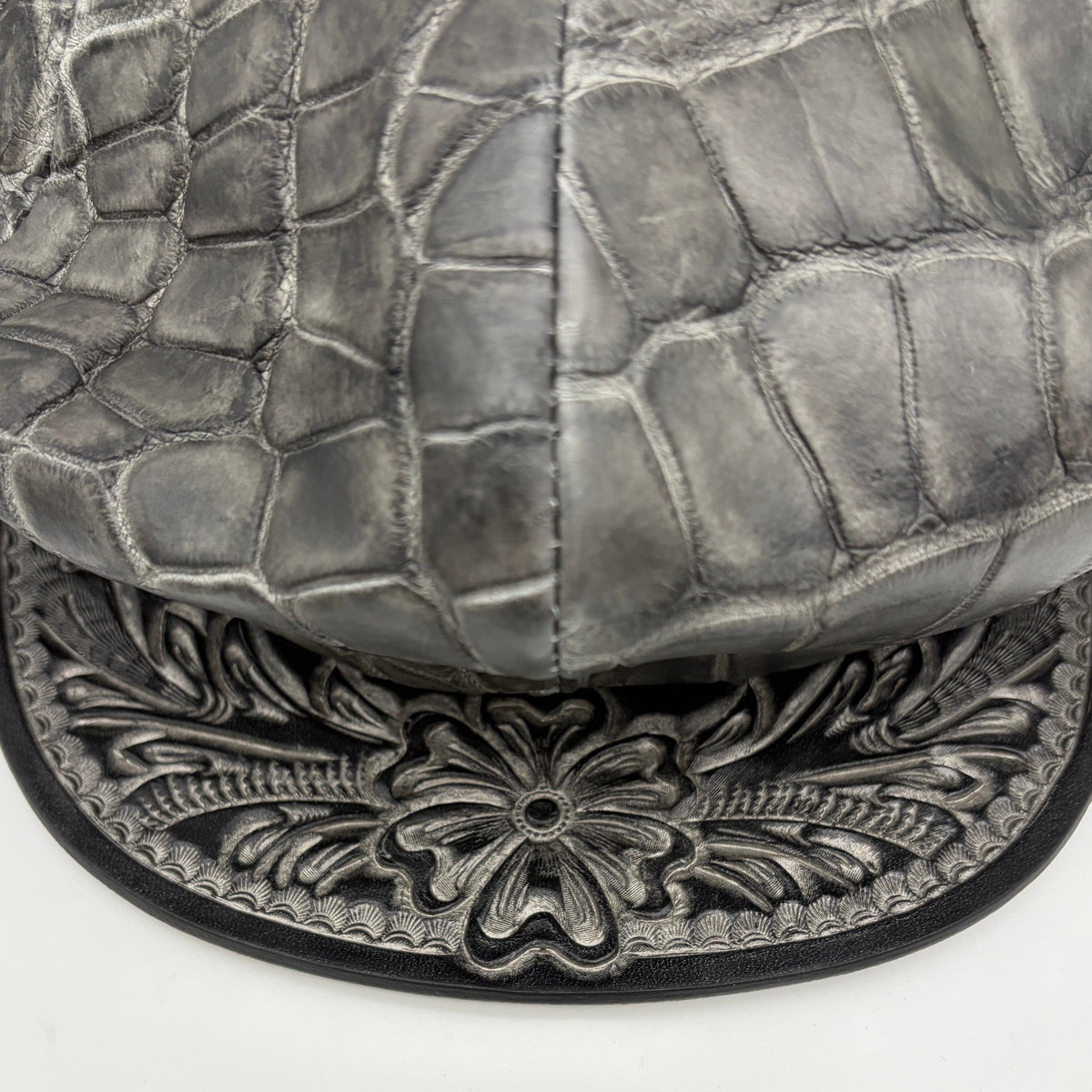 ATSU×SOTOMI CROCODILE POROSUS 墨染Casquette "Peanut Flower" The Ore PLATINUM【クロコダイル/ポロサス/墨染/キャスケット/カービング/プラチナ】