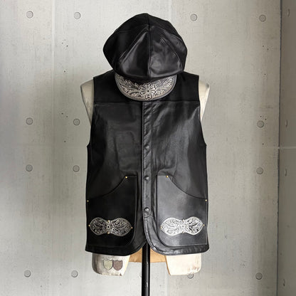 VEST "Peanut Flower" The Ore 純銀【レザーベスト/ブラック/カーフレザー/純銀】