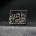 SHORT WALLET “Crest“ The Ore純銀【二つ折り財布/ステアハイド/カービング/シルバー】
