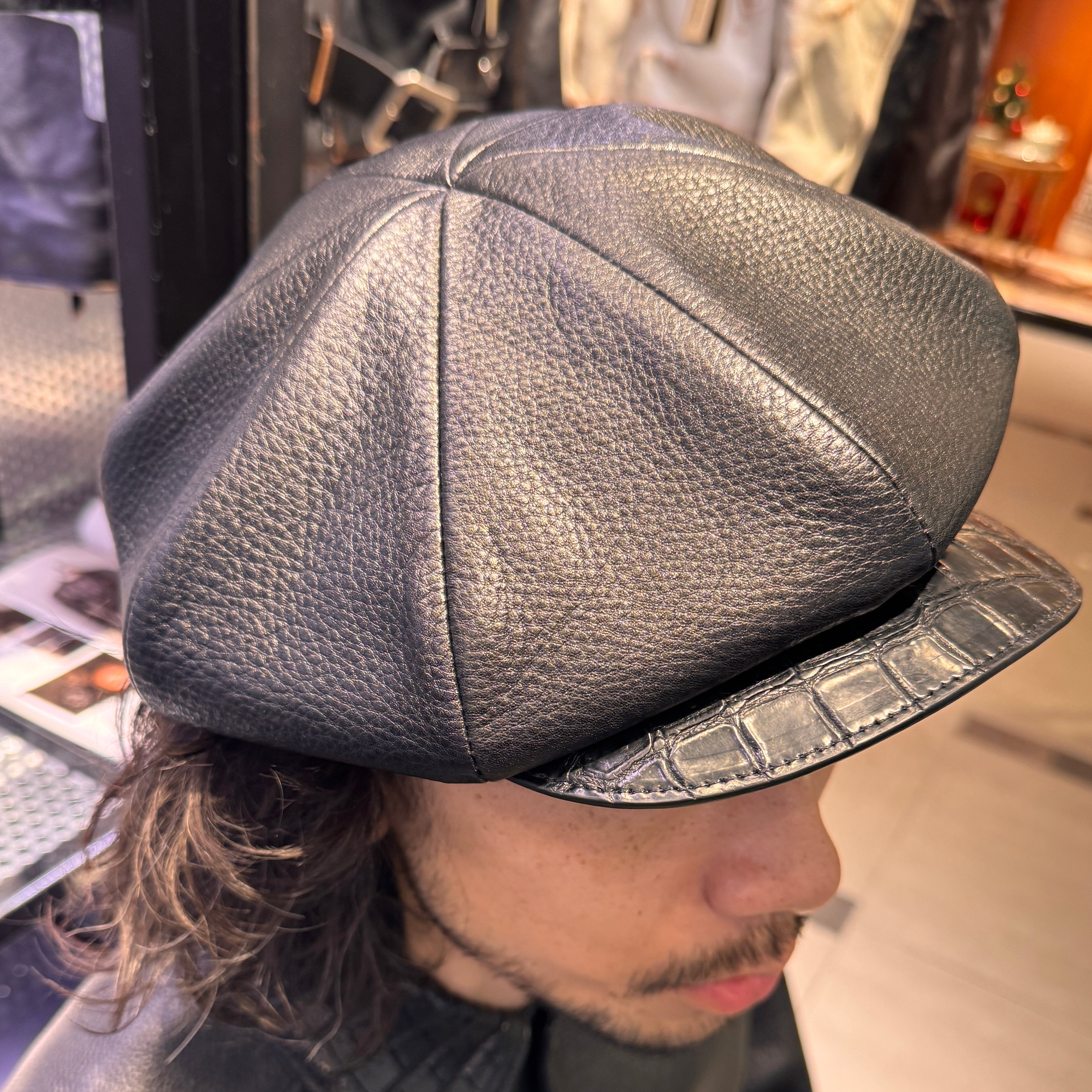 SOTOMI×ATSU ORIGINAL CHROME LEATHER × CROCODILE POROSUS Casquette