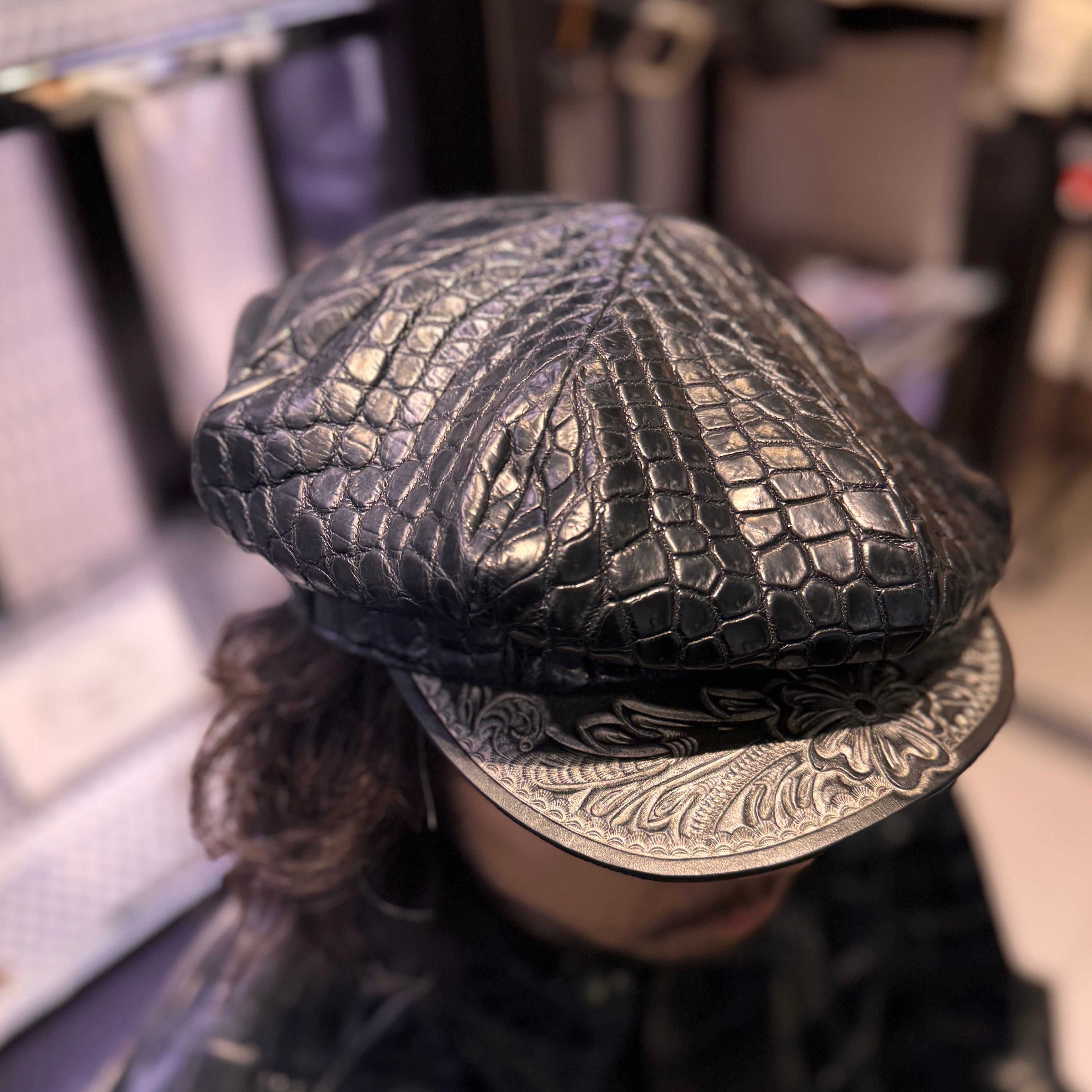 アディクトクローズ　キャスケット SOTOMI×ATSU ORIGINAL CHROME LEATHER × CROCODILE POROSUS Casquette