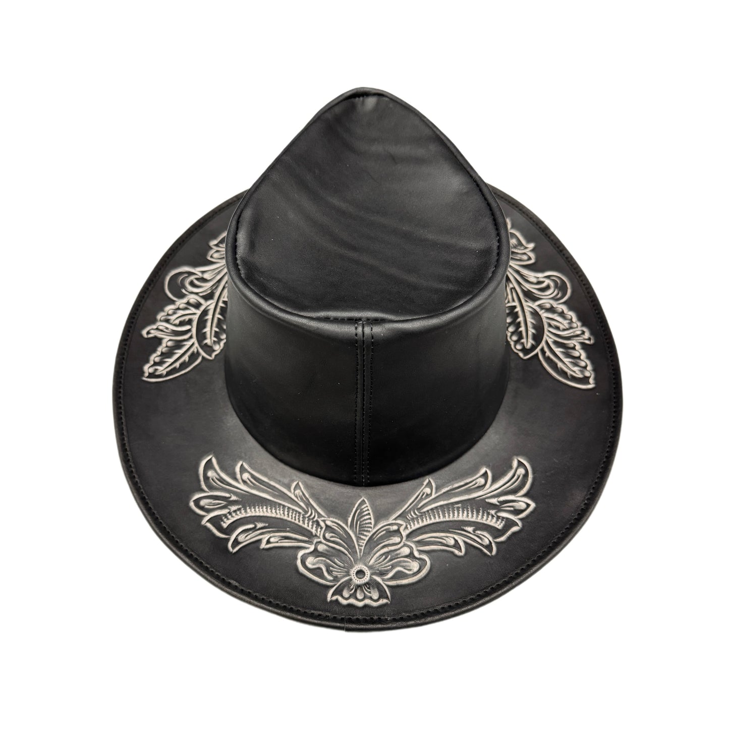 10-GALLON HAT "Crest" The Ore純銀【レザーハット/ブラック/ステアハイド/カービング/シルバー】