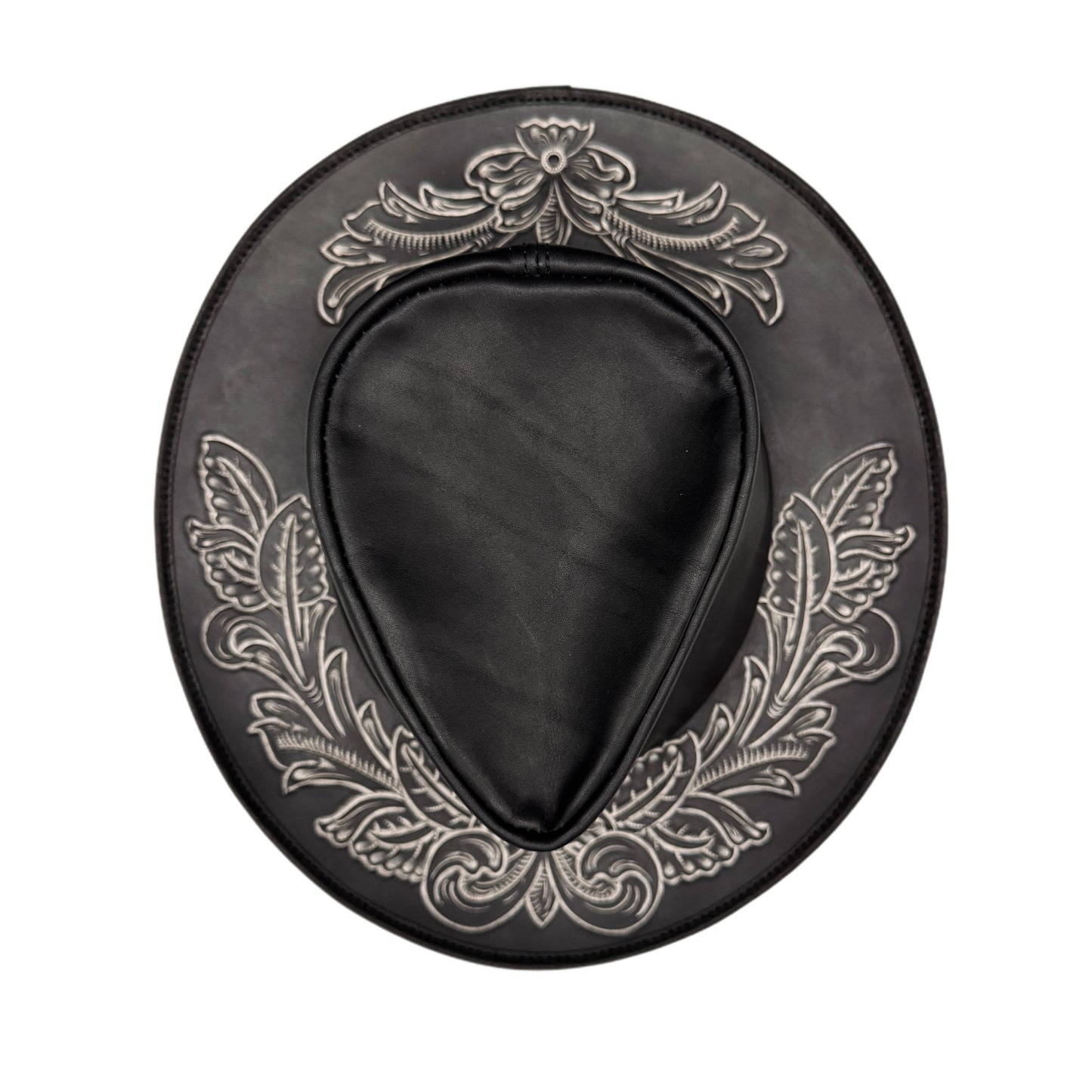 10-GALLON HAT "Crest" The Ore純銀【レザーハット/ブラック/ステアハイド/カービング/シルバー】