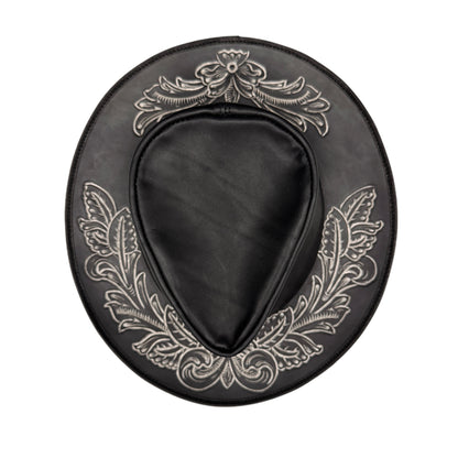 10-GALLON HAT "Crest" The Ore純銀【レザーハット/ブラック/ステアハイド/カービング/シルバー】