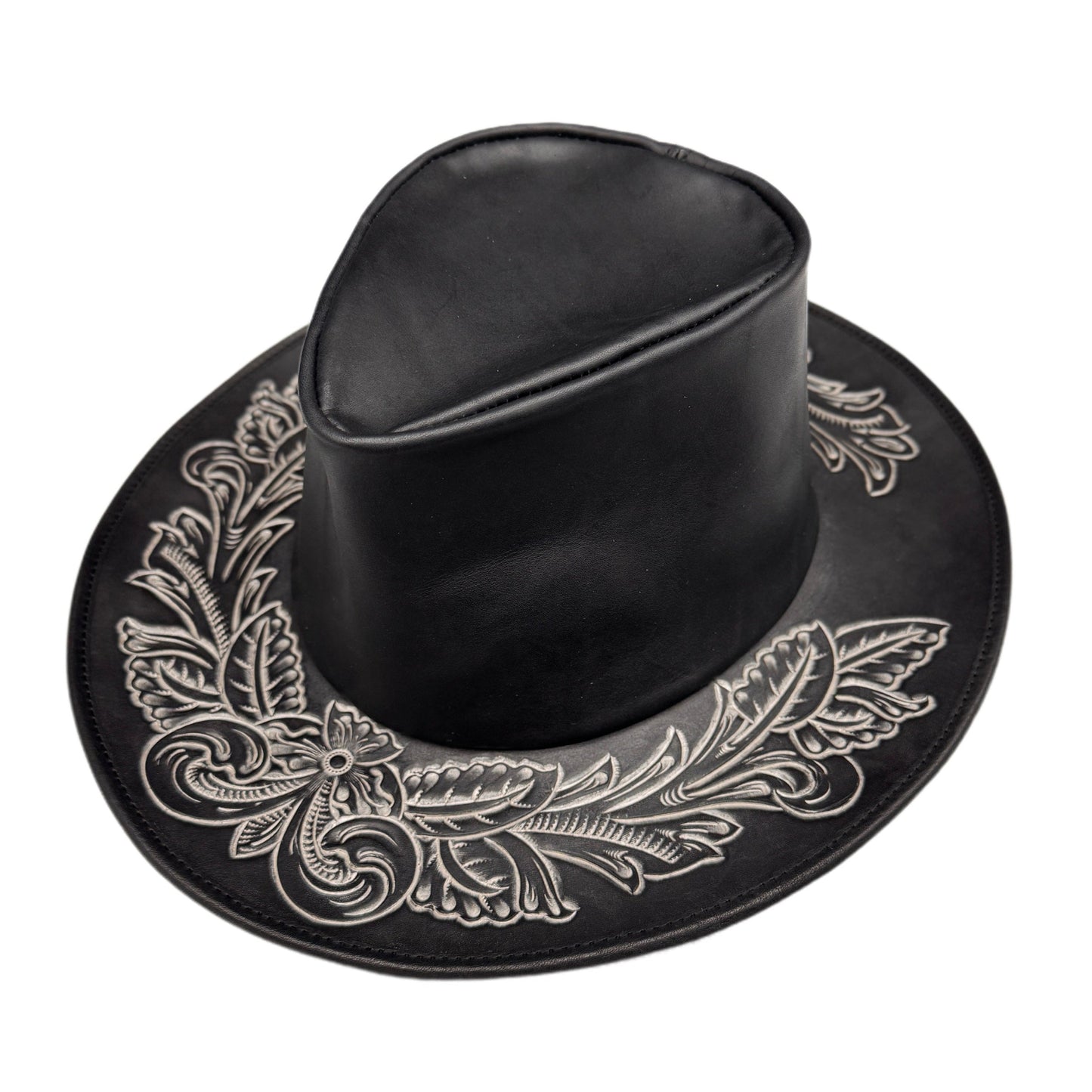 10-GALLON HAT "Crest" The Ore純銀【レザーハット/ブラック/ステアハイド/カービング/シルバー】