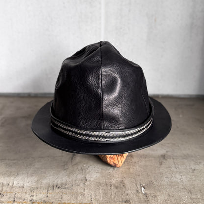 HAT "Sun Burst" The Ore純銀 【レザーハット/ブラック/カーフレザー/カービング/シルバー】