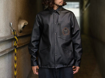 LEATHER COACH JACKET "THUNDER BIRD"【コーチジャケット/ブラック/ステアハイド】