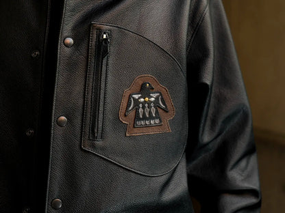 LEATHER COACH JACKET "THUNDER BIRD"【コーチジャケット/ブラック/ステアハイド】