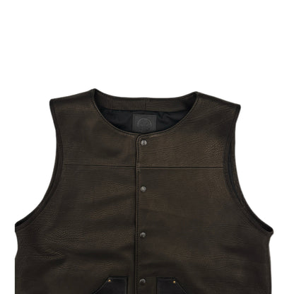 VEST "Peanut Flower" 【レザーベスト/ブラック/カーフレザー/バイカラー】