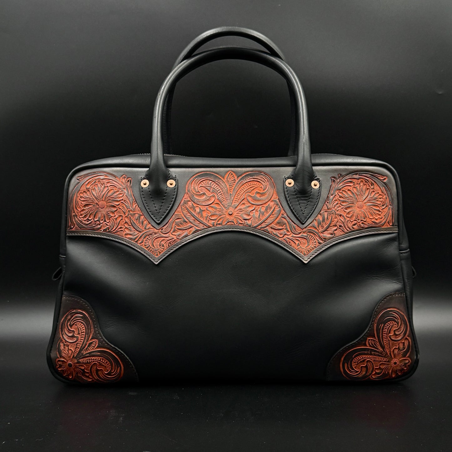 BOSTON BAG "Crest"【ボストンバッグ/ステアハイド/カービング/レッドジャスパー】