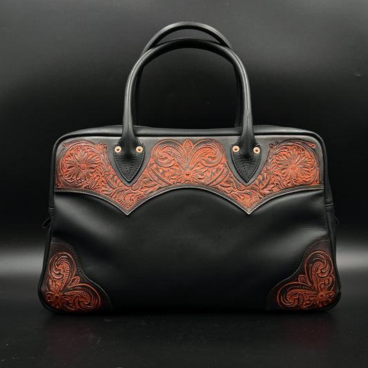 BOSTON BAG "Crest"【ボストンバッグ/ステアハイド/カービング/レッドジャスパー】