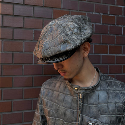 ATSU×SOTOMI CROCODILE POROSUS 墨染Casquette "Peanut Flower" The Ore PLATINUM【クロコダイル/ポロサス/墨染/キャスケット/カービング/プラチナ】