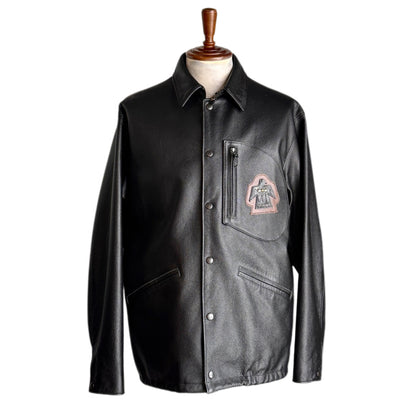 LEATHER COACH JACKET "THUNDER BIRD"【コーチジャケット/ブラック/ステアハイド】