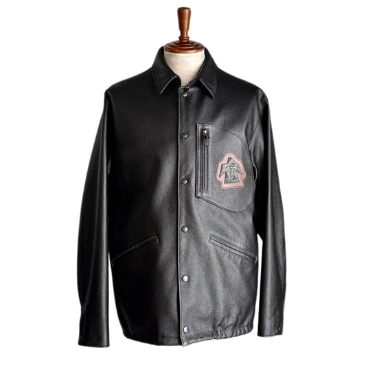 LEATHER COACH JACKET "THUNDER BIRD"【コーチジャケット/ブラック/ステアハイド】