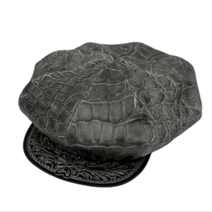 ATSU×SOTOMI CROCODILE POROSUS 墨染Casquette "Peanut Flower" The Ore PLATINUM【クロコダイル/ポロサス/墨染/キャスケット/カービング/プラチナ】