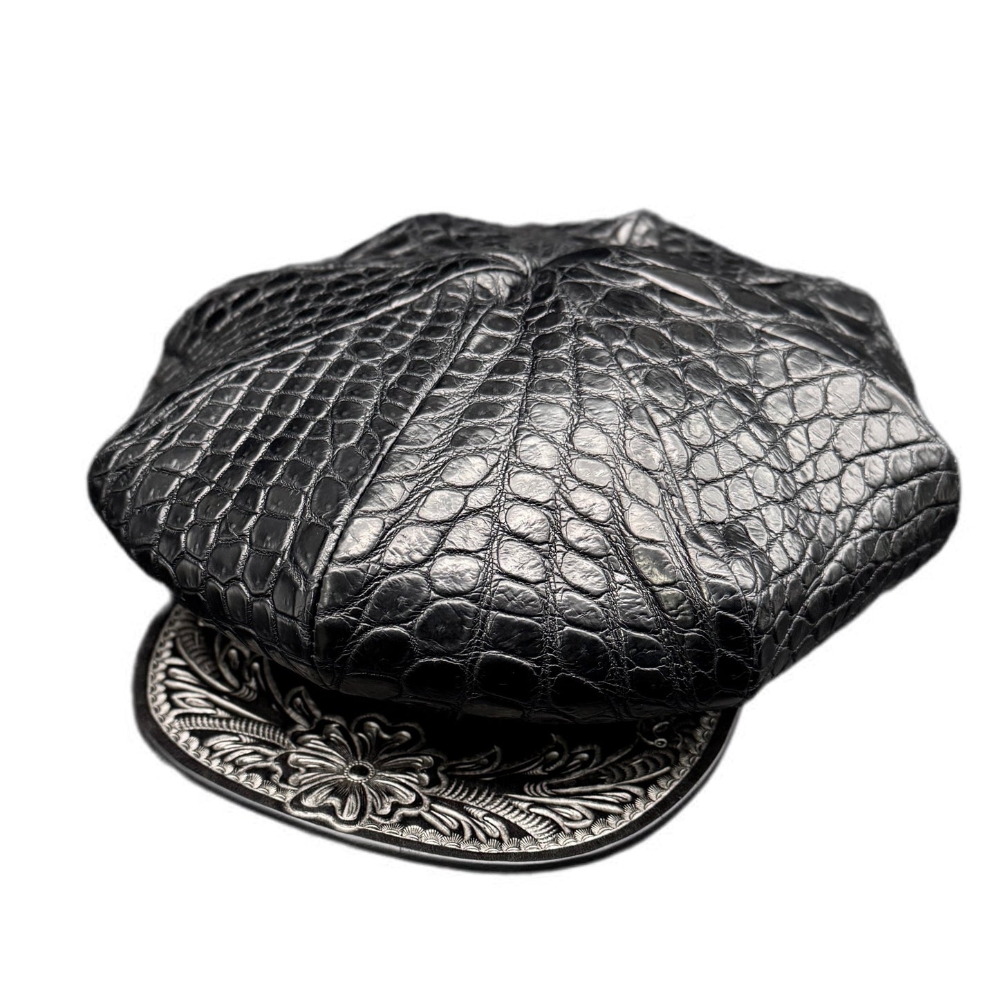 SOTOMI×ATSU CROCODILE POROSUS Casquette "Peanut Flower" PLATINUM【クロコダイル/ポロサス/キャスケット/カービング/プラチナ】