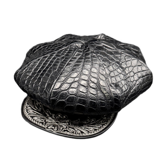 SOTOMI×ATSU CROCODILE POROSUS Casquette "Peanut Flower" PLATINUM【クロコダイル/ポロサス/キャスケット/カービング/プラチナ】