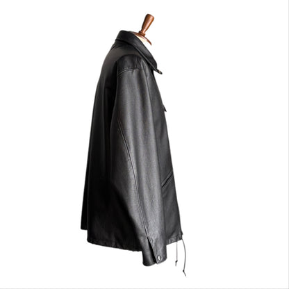 LEATHER COACH JACKET "THUNDER BIRD"【コーチジャケット/ブラック/ステアハイド】