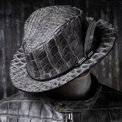 ATSU×SOTOMI CROCODILE POROSUS 墨染HAT "Feather" The Ore PLATINUM【レザーハット/墨染/クロコダイル/ポロサス/カービング/プラチナ】