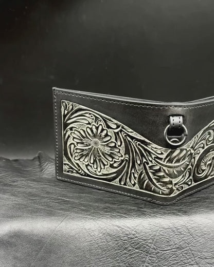 SHORT WALLET “Crest“ Pure Silver【二つ折り財布/ステアハイド/カービング/シルバー】
